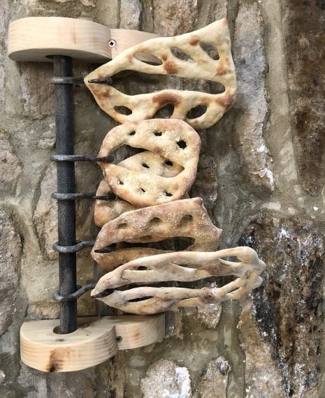 fougasse hung in a line