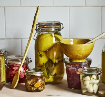 jars of colourful fermented foods