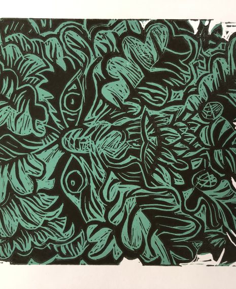 green man lino print
