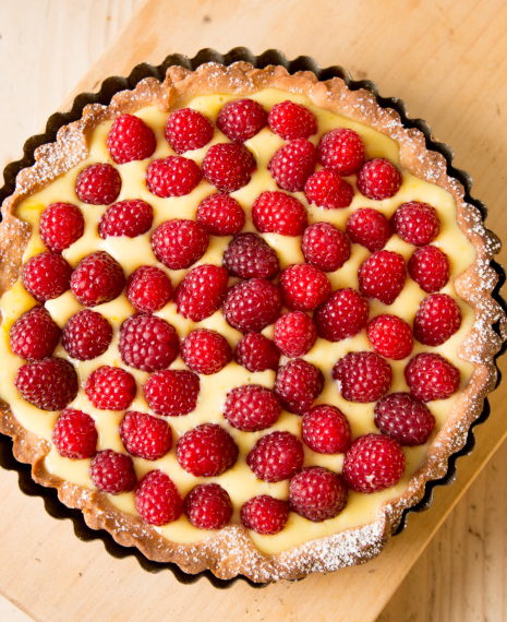 homemade fresh raspberry tart